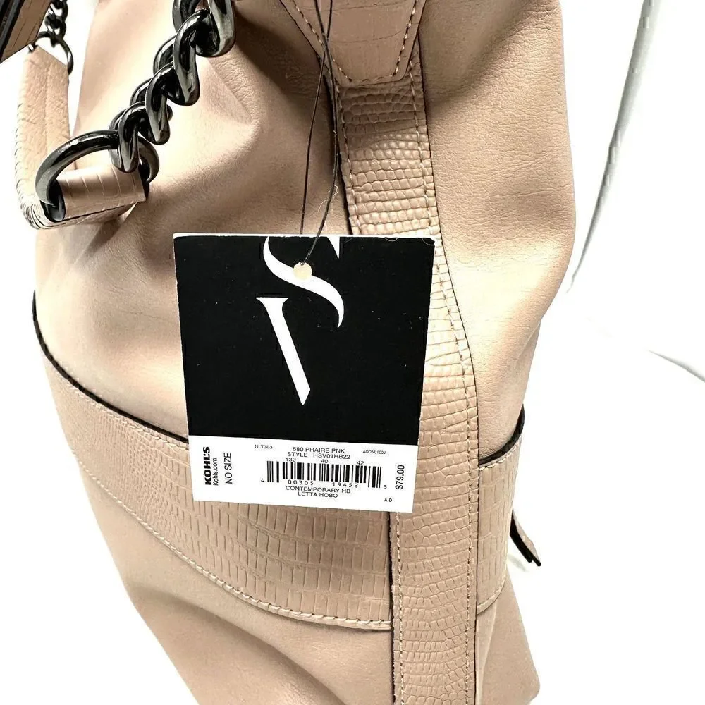 Simply Vera Wang Contemporary Vegan Leather Prairie‎ Pink Hobo Bag